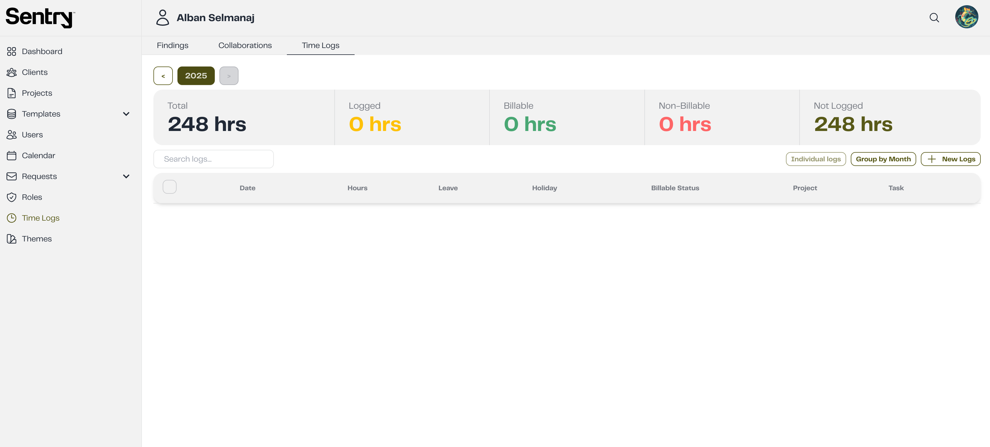 Time Logs Section